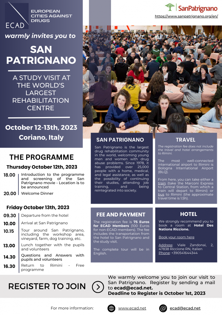 Read more: Invitation to the Study Visit to San Patrignano - October 12-13